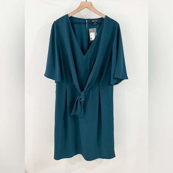 NWT City Chic Elastic Waist Tie Detail Dress Teal Size 18 - Picture 2 of 6